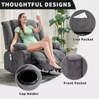 Heated Massage Recliner Chair  Oversized Rocker w/Remote, 3-Position Adjustable, Cup Holders & Lumbar Support for Big & Tall