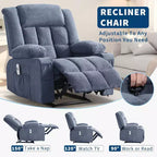Heated Massage Recliner Chair  Oversized Rocker w/Remote, 3-Position Adjustable, Cup Holders & Lumbar Support for Big & Tall