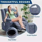 Heated Massage Recliner Chair  Oversized Rocker w/Remote, 3-Position Adjustable, Cup Holders & Lumbar Support for Big & Tall