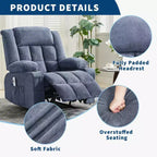 Heated Massage Recliner Chair  Oversized Rocker w/Remote, 3-Position Adjustable, Cup Holders & Lumbar Support for Big & Tall