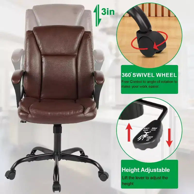 BestMassage Office Chair Executive Chair with Breathable PU Leather Rolling Casters