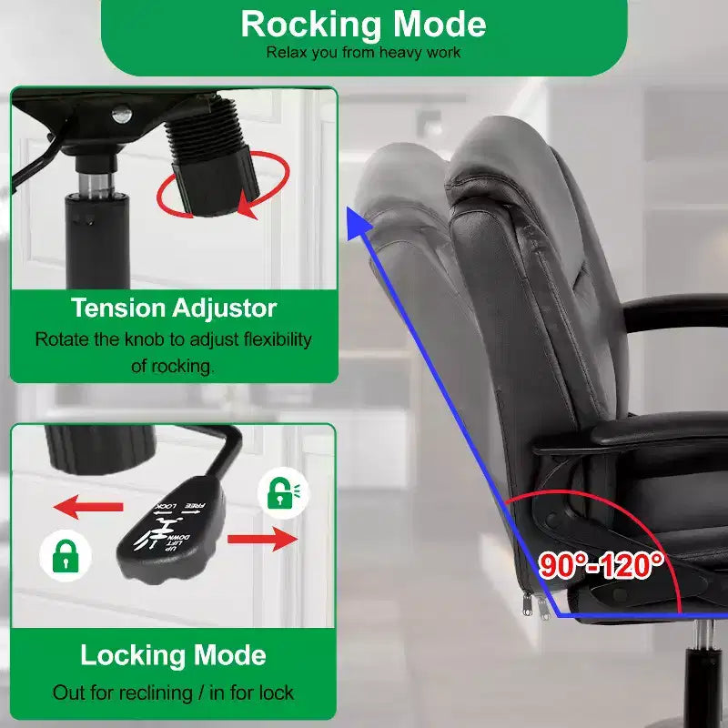 BestMassage Office Chair Executive Chair with Breathable PU Leather Rolling Casters