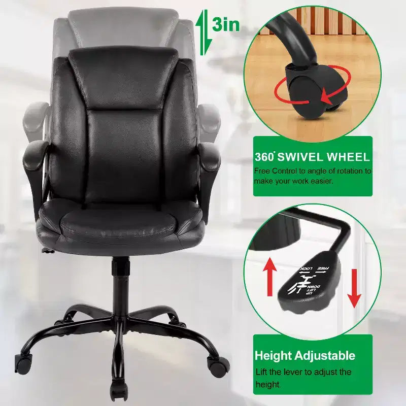 BestMassage Office Chair Executive Chair with Breathable PU Leather Rolling Casters