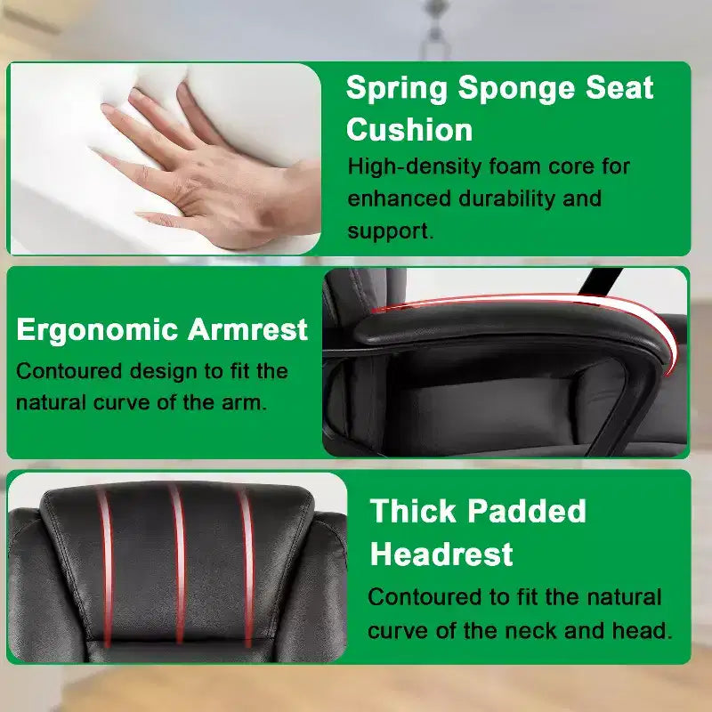 BestMassage Office Chair Executive Chair with Breathable PU Leather Rolling Casters