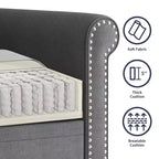 Mjkone Linen Fabric Modern 3-Seater Sofa Couch with Rivet Design