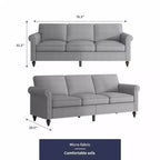 Mjkone Linen Fabric Modern 3-Seater Sofa Couch with Rivet Design