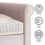 Mjkone Linen Fabric Modern 3-Seater Sofa Couch with Rivet Design
