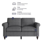 Mjkone Modern 2-Seater Sofa Couches with Solid Wood Frame and 4 Gourd Shapes Legs For Living Room
