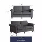 Mjkone Modern 2-Seater Sofa Couches with Solid Wood Frame and 4 Gourd Shapes Legs For Living Room