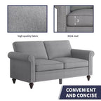 Mjkone Modern 2-Seater Sofa Couches with Solid Wood Frame and 4 Gourd Shapes Legs For Living Room