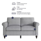 Mjkone Modern 2-Seater Sofa Couches with Solid Wood Frame and 4 Gourd Shapes Legs For Living Room