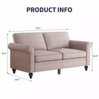 Mjkone Modern 2-Seater Sofa Couches with Solid Wood Frame and 4 Gourd Shapes Legs For Living Room