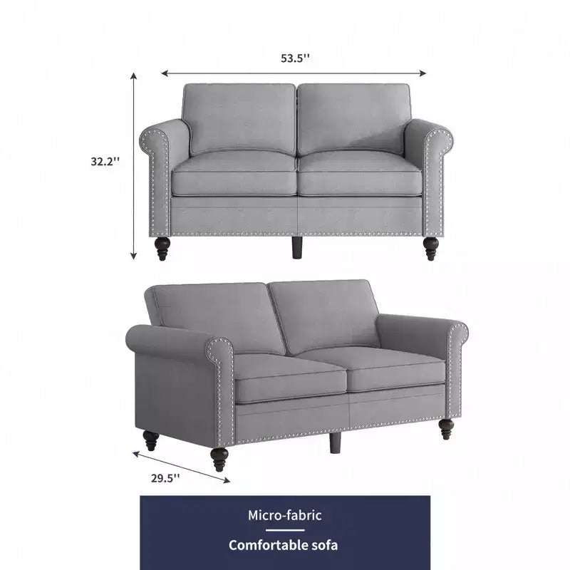 Mjkone Modern 2-Seater Sofa Couches with Solid Wood Frame and 4 Gourd Shapes Legs For Living Room