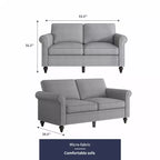 Mjkone Modern 2-Seater Sofa Couches with Solid Wood Frame and 4 Gourd Shapes Legs For Living Room