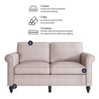 Mjkone Modern 2-Seater Sofa Couches with Solid Wood Frame and 4 Gourd Shapes Legs For Living Room