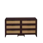 6 Drawers Rattan Dresser Chest, Arc Shaped Corner Rattan Storage Cabinet for Living Room Bedroom -ModernLuxe