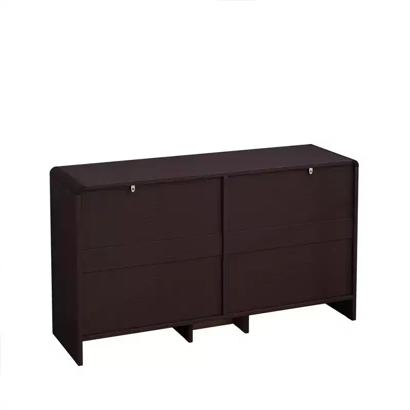 6 Drawers Rattan Dresser Chest, Arc Shaped Corner Rattan Storage Cabinet for Living Room Bedroom -ModernLuxe