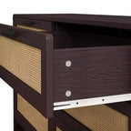 6 Drawers Rattan Dresser Chest, Arc Shaped Corner Rattan Storage Cabinet for Living Room Bedroom -ModernLuxe