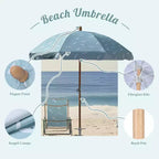 LAGarden Our Beach Portable Umbrella for Sand Beech Wood Pole Carry Bag