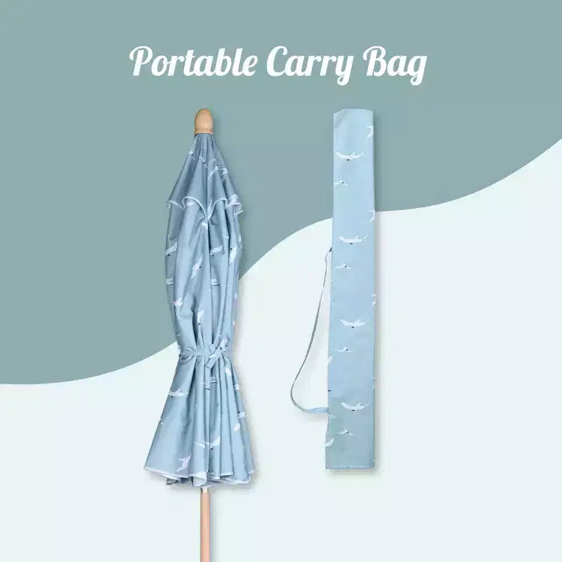 LAGarden Our Beach Portable Umbrella for Sand Beech Wood Pole Carry Bag