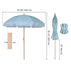 LAGarden Our Beach Portable Umbrella for Sand Beech Wood Pole Carry Bag