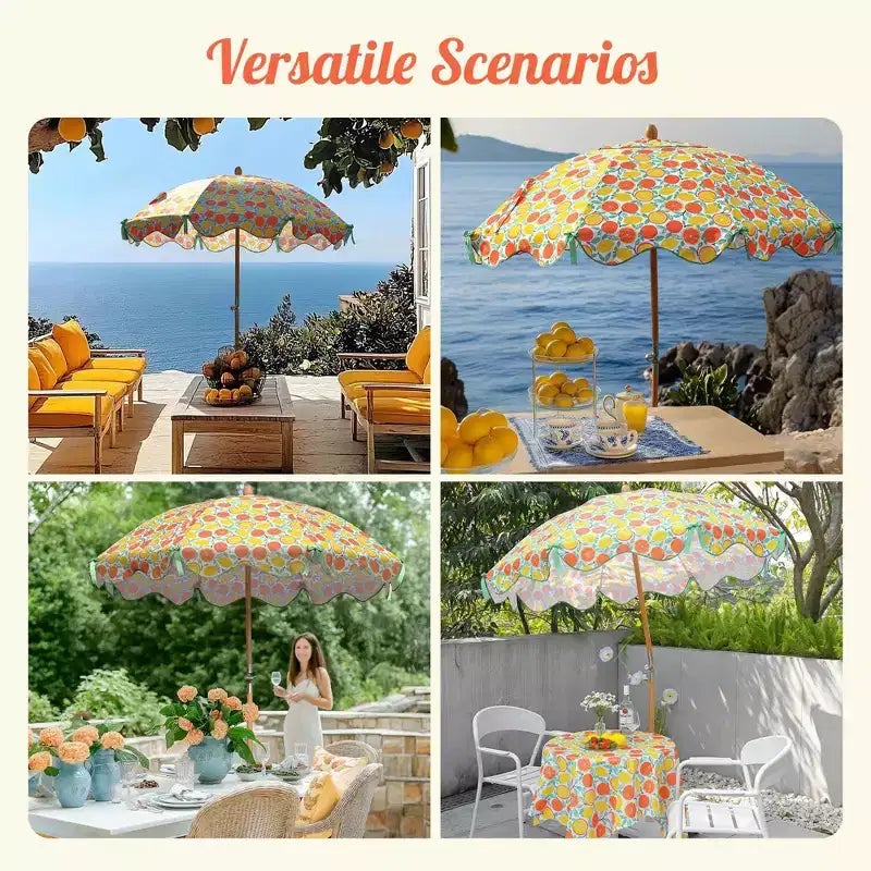 LAGarden Our Beach Portable Umbrella for Sand Beech Wood Pole Carry Bag