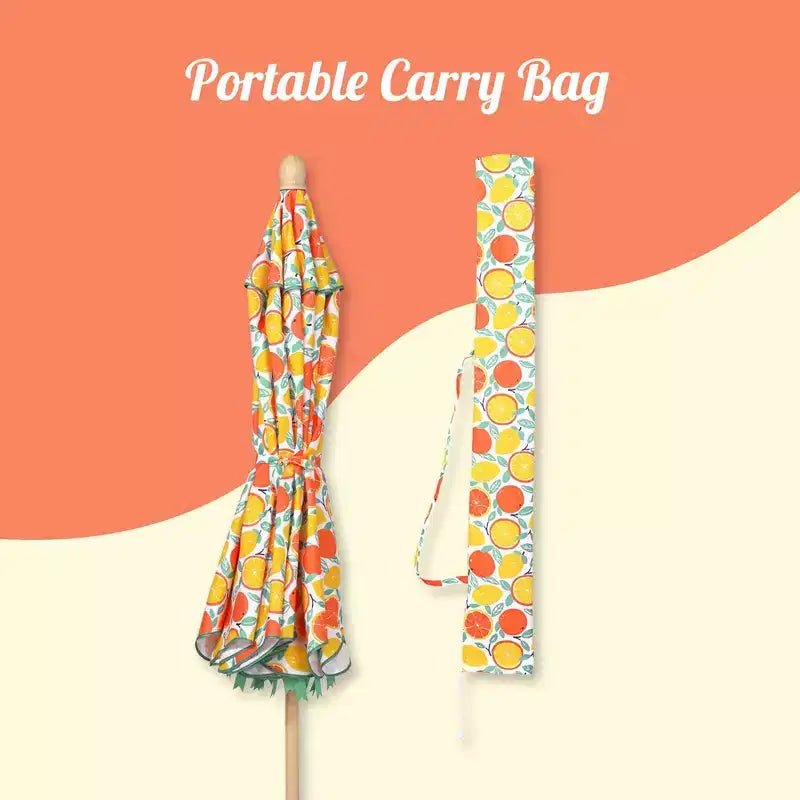 LAGarden Our Beach Portable Umbrella for Sand Beech Wood Pole Carry Bag