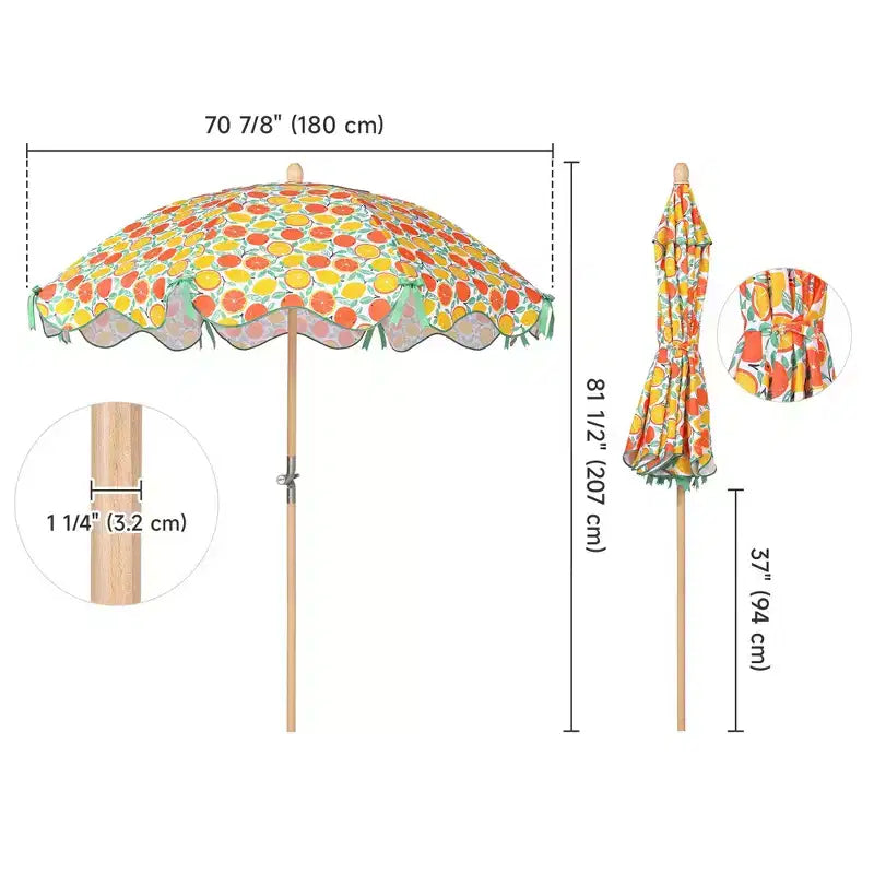 LAGarden Our Beach Portable Umbrella for Sand Beech Wood Pole Carry Bag