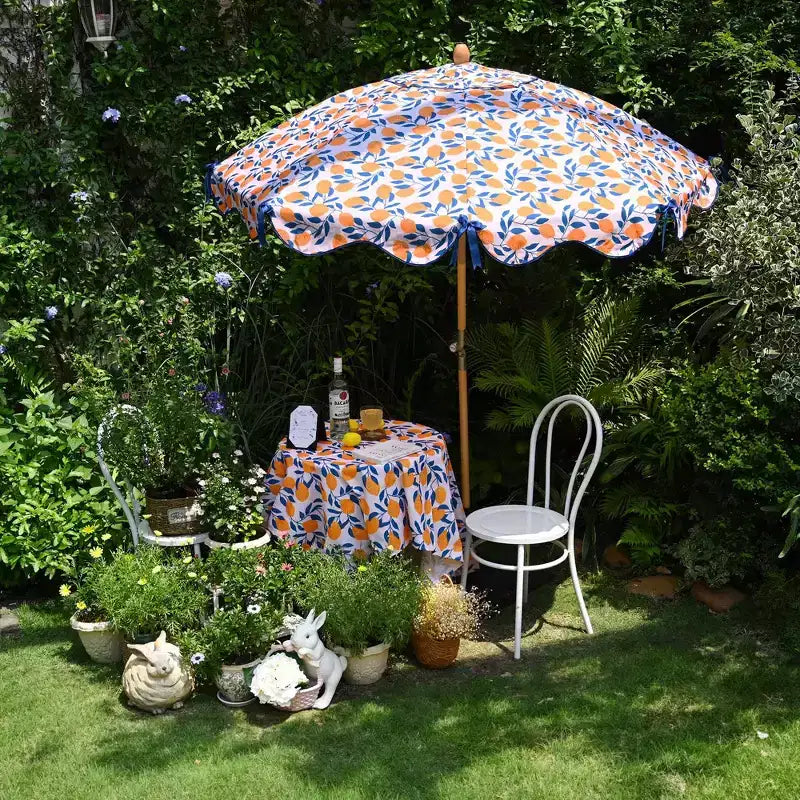 LAGarden Our Beach Portable Umbrella for Sand Beech Wood Pole Carry Bag