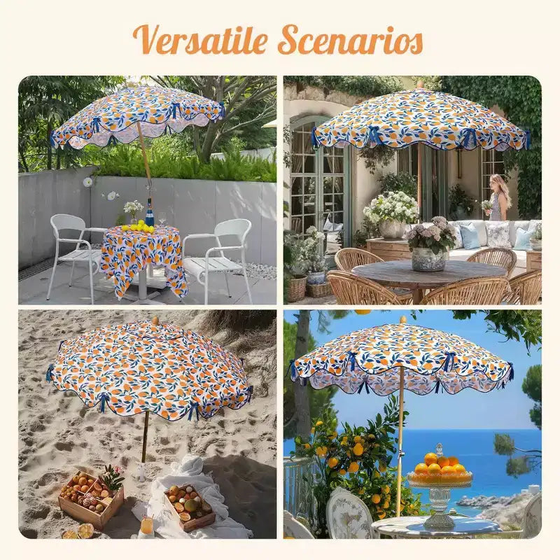 LAGarden Our Beach Portable Umbrella for Sand Beech Wood Pole Carry Bag
