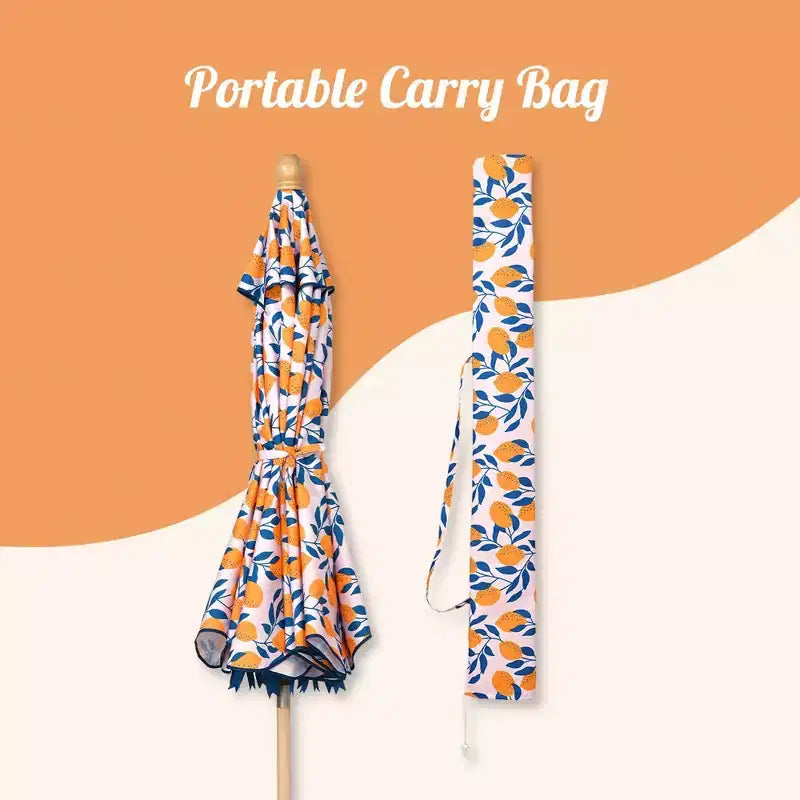 LAGarden Our Beach Portable Umbrella for Sand Beech Wood Pole Carry Bag