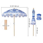 LAGarden Our Beach Portable Umbrella for Sand Beech Wood Pole Carry Bag