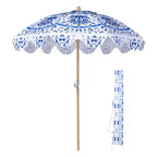 LAGarden Our Beach Portable Umbrella for Sand Beech Wood Pole Carry Bag