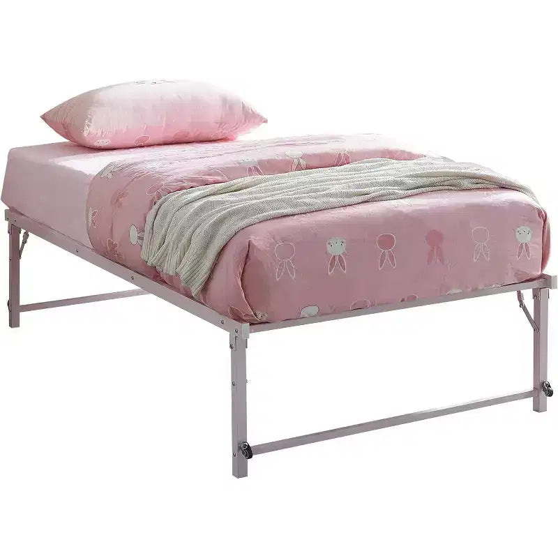 Kings Brand Furniture Twin Size Metal Pop up Trundle Day Bed Frame with Wheels- Sturdy and Elegant Space-Saving Solution