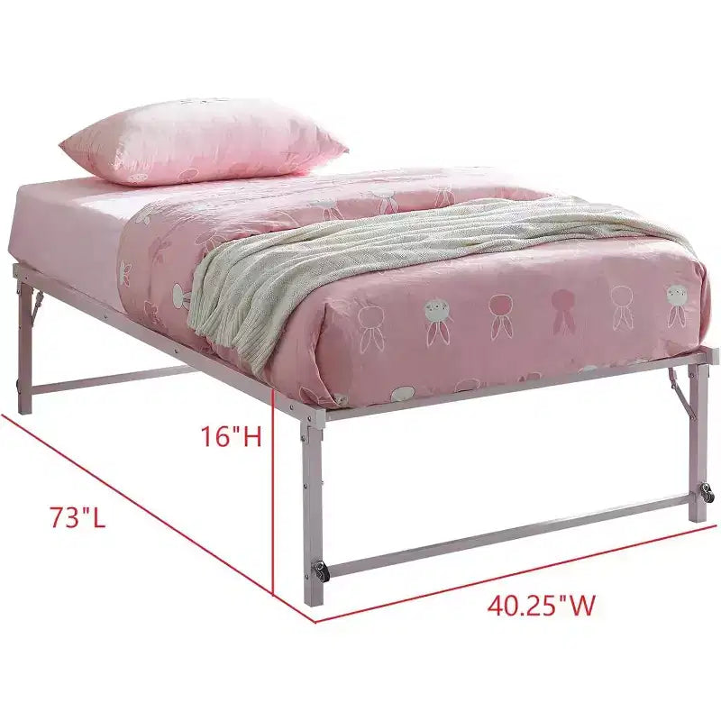 Kings Brand Furniture Twin Size Metal Pop up Trundle Day Bed Frame with Wheels- Sturdy and Elegant Space-Saving Solution