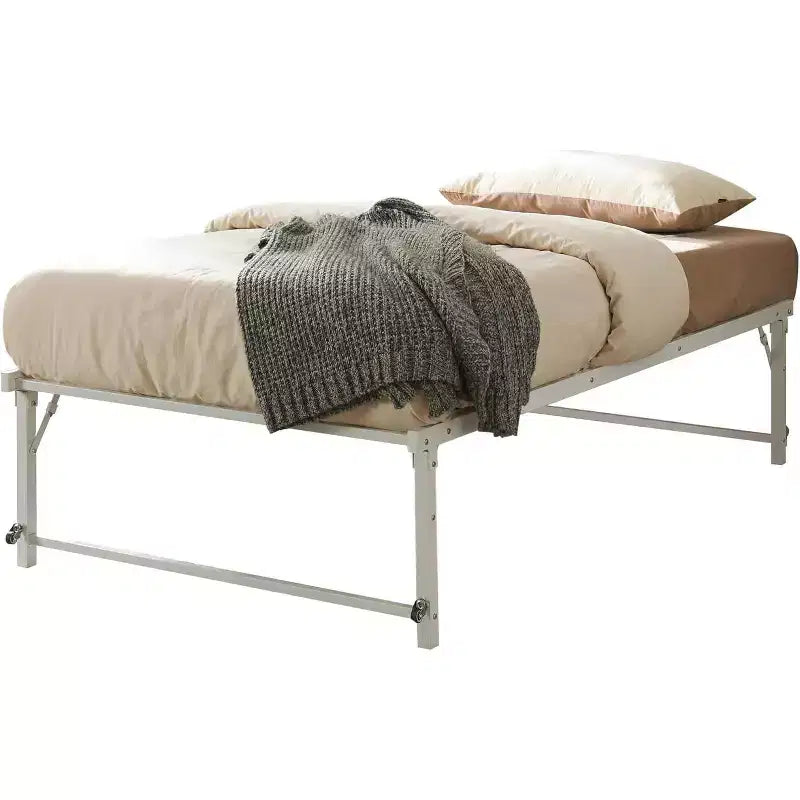 Kings Brand Furniture Twin Size Metal Pop up Trundle Day Bed Frame with Wheels- Sturdy and Elegant Space-Saving Solution