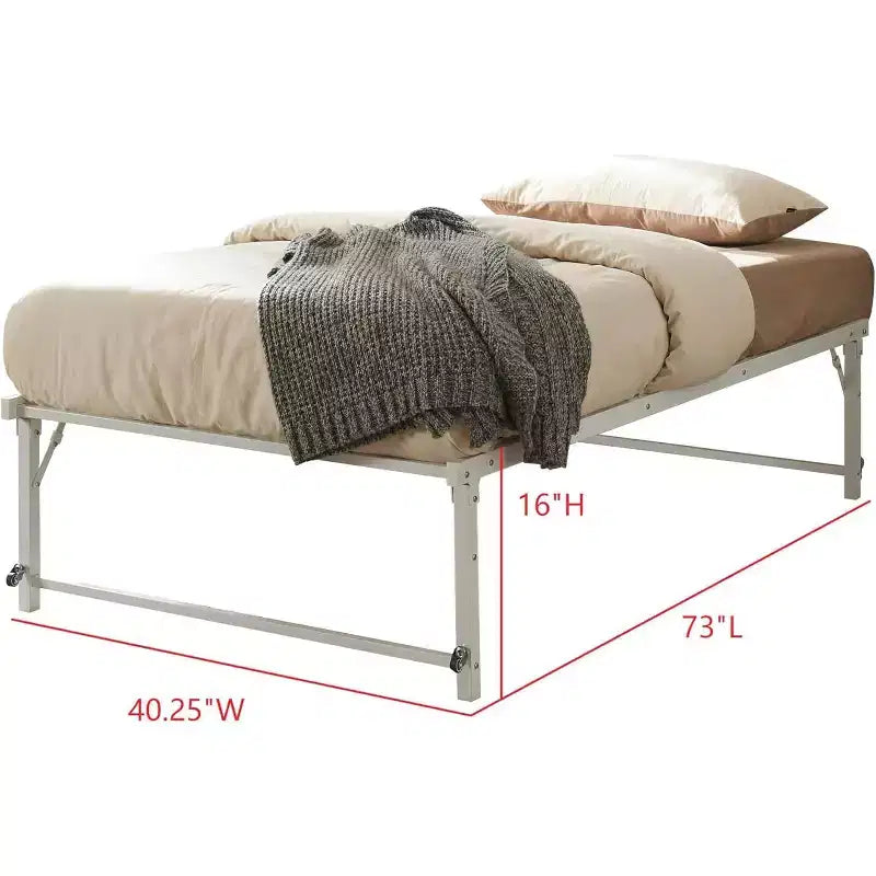 Kings Brand Furniture Twin Size Metal Pop up Trundle Day Bed Frame with Wheels- Sturdy and Elegant Space-Saving Solution