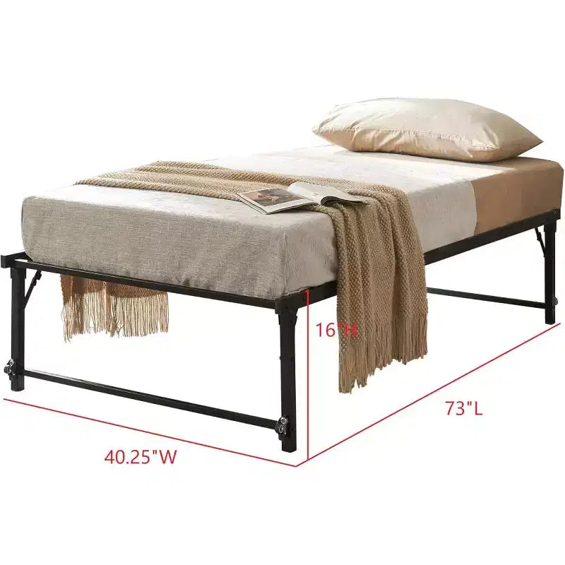 Kings Brand Furniture Twin Size Metal Pop up Trundle Day Bed Frame with Wheels- Sturdy and Elegant Space-Saving Solution