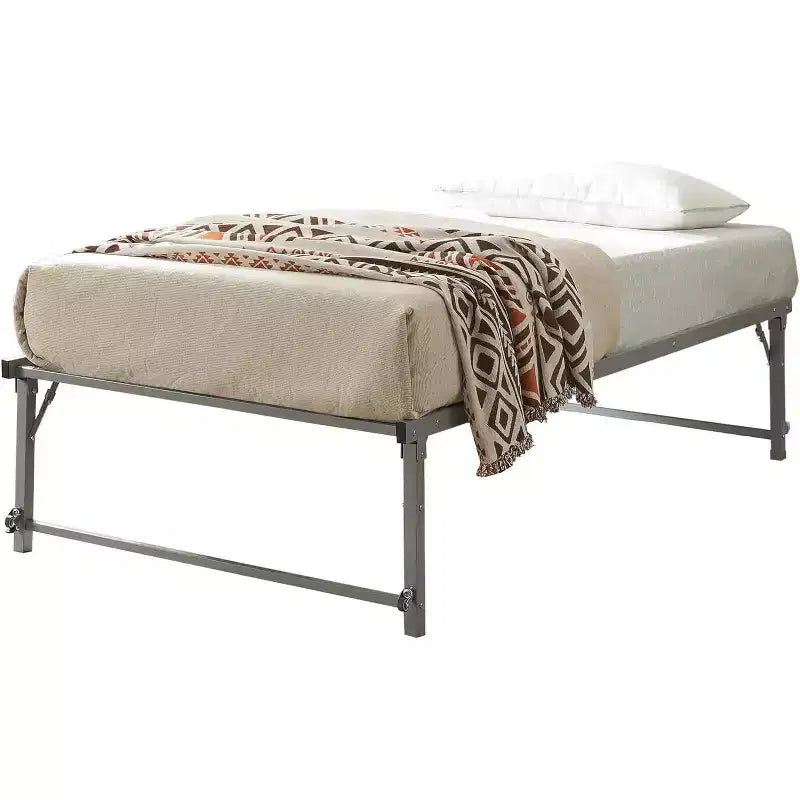 Kings Brand Furniture Twin Size Metal Pop up Trundle Day Bed Frame with Wheels- Sturdy and Elegant Space-Saving Solution