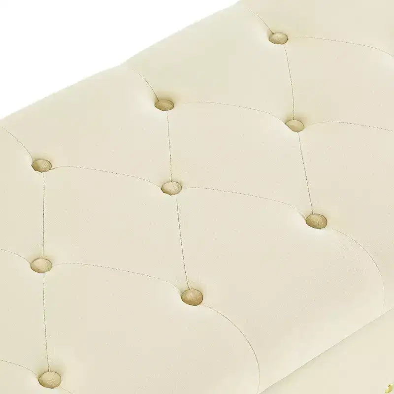 GDFStudio Peter Velvet Tufted Upholstered 48 Ottoman with Nail and Wood Legs