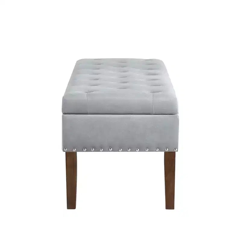 GDFStudio Peter Velvet Tufted Upholstered 48 Ottoman with Nail and Wood Legs