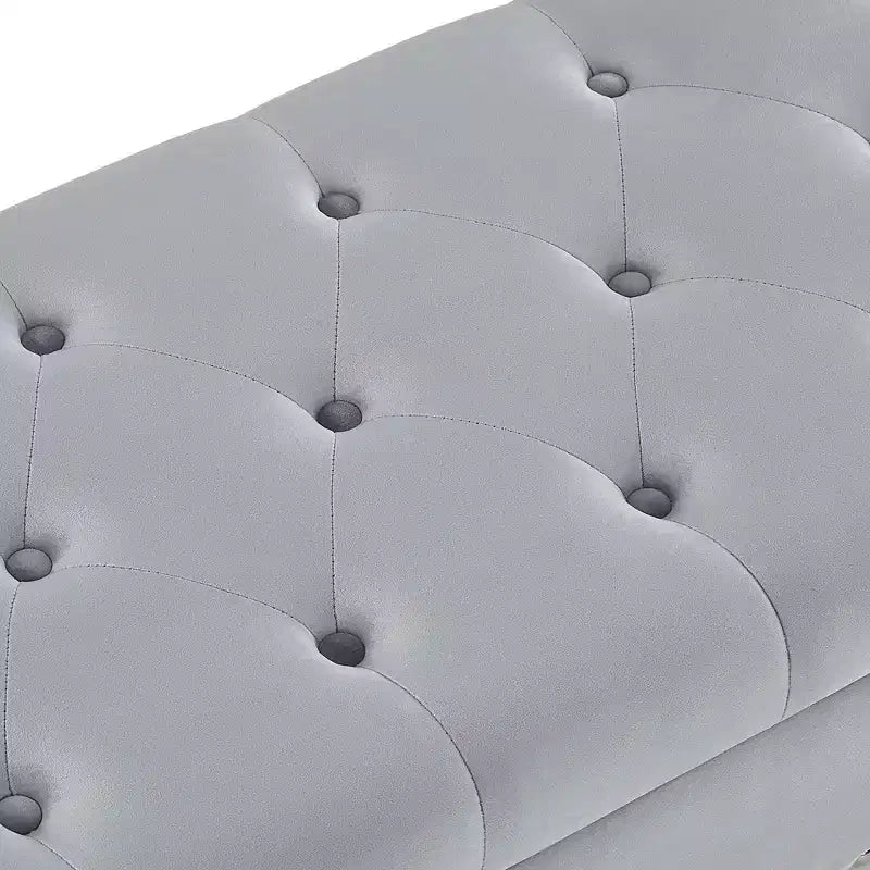 GDFStudio Peter Velvet Tufted Upholstered 48 Ottoman with Nail and Wood Legs