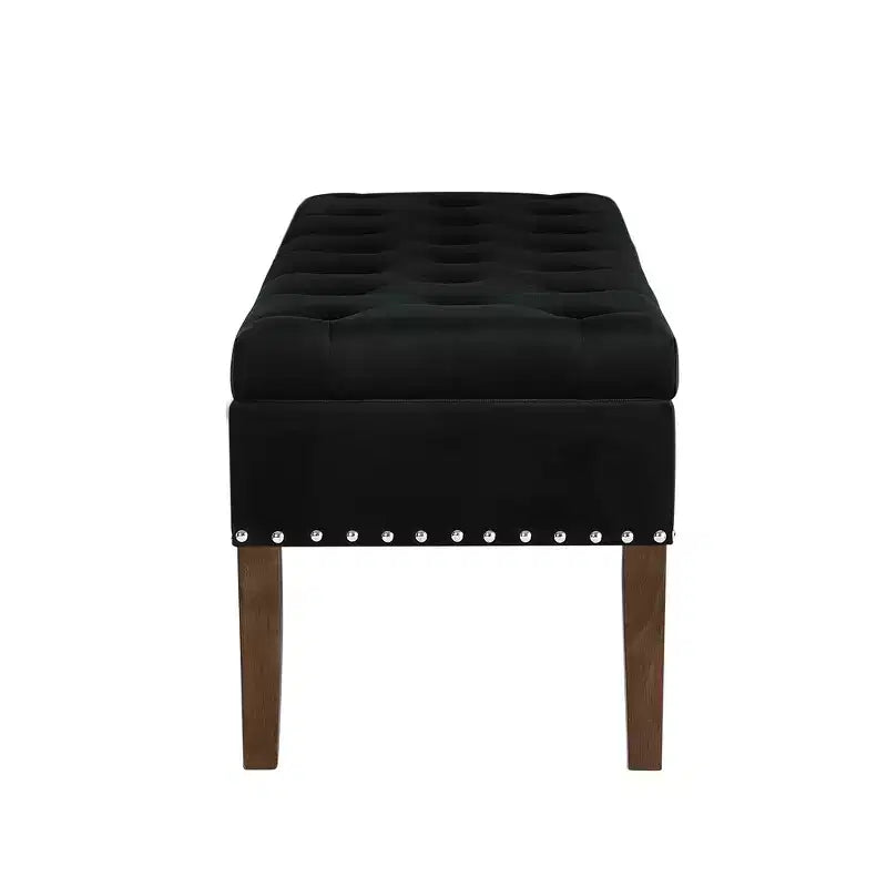 GDFStudio Peter Velvet Tufted Upholstered 48 Ottoman with Nail and Wood Legs