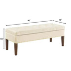 GDFStudio Peter Velvet Tufted Upholstered 48 Ottoman with Nail and Wood Legs