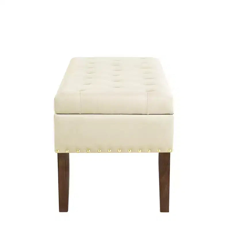 GDFStudio Peter Velvet Tufted Upholstered 48 Ottoman with Nail and Wood Legs