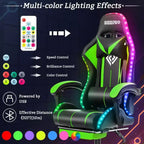 Hoffree Comfort Massage Racing Gaming Chair Ergonomic Office PC Chair with Footrest & RGB Light
