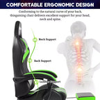 Hoffree Comfort Massage Racing Gaming Chair Ergonomic Office PC Chair with Footrest & RGB Light