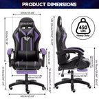 Hoffree Comfort Massage Racing Gaming Chair Ergonomic Office PC Chair with Footrest & RGB Light