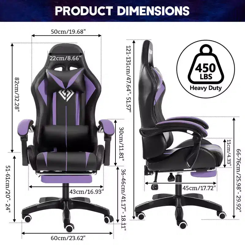 Hoffree Comfort Massage Racing Gaming Chair Ergonomic Office PC Chair with Footrest & RGB Light
