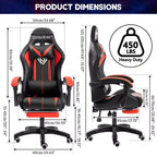 Hoffree Comfort Massage Racing Gaming Chair Ergonomic Office PC Chair with Footrest & RGB Light